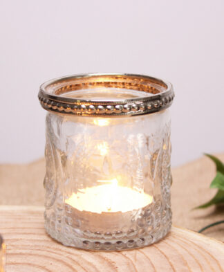 7cm Tea light holder with metal rim