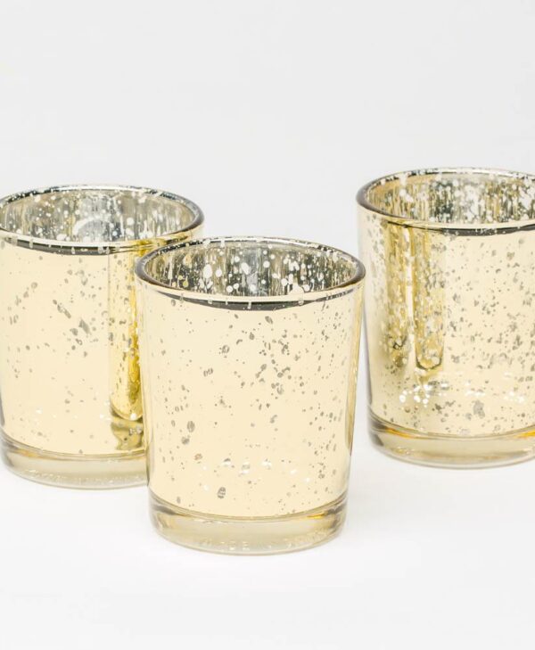 gold speckled votive candle holders for hire