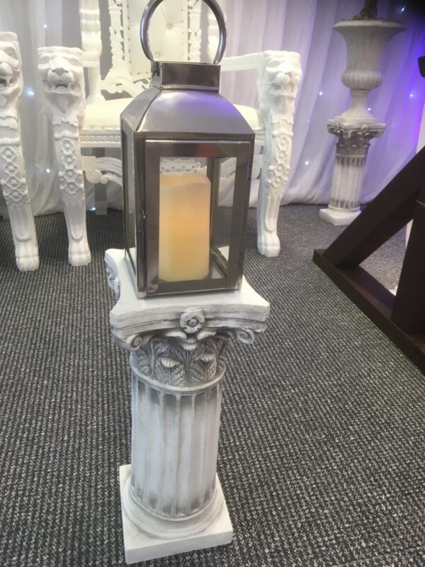 Silver Lantern on Rome Style Column Hire