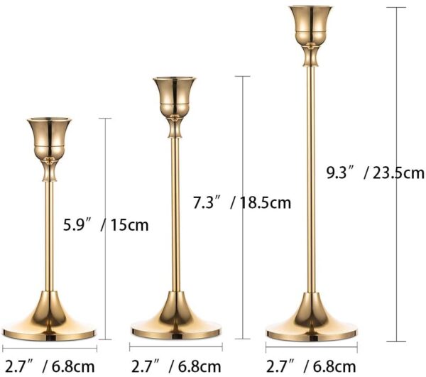 Trio of taper candle holder hire