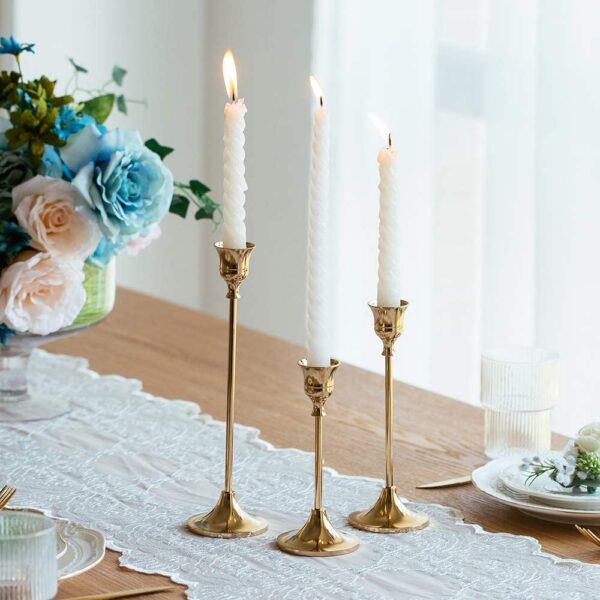 Trio of taper candle holder hire