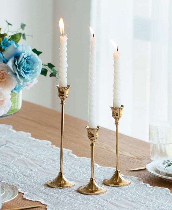 Trio of taper candle holder hire