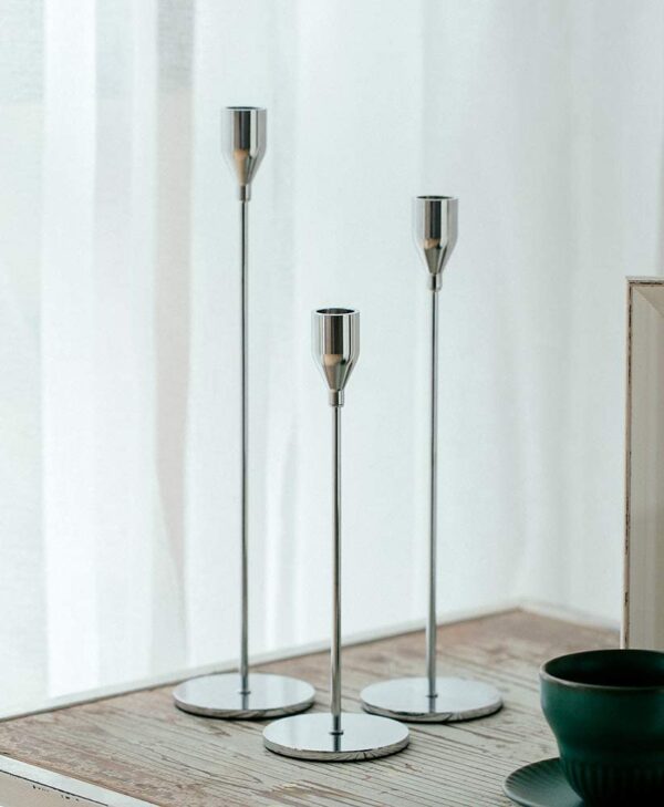 Trio of taper candle holder hire