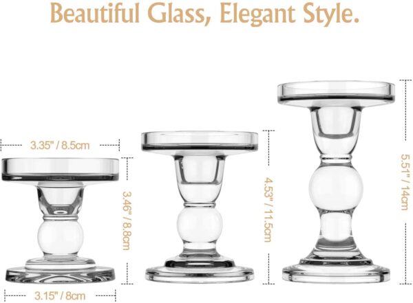 Trio of Glass Candle Holders Hire