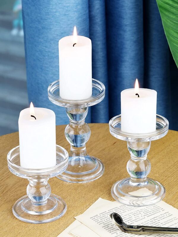 Trio of Glass Candle Holders Hire